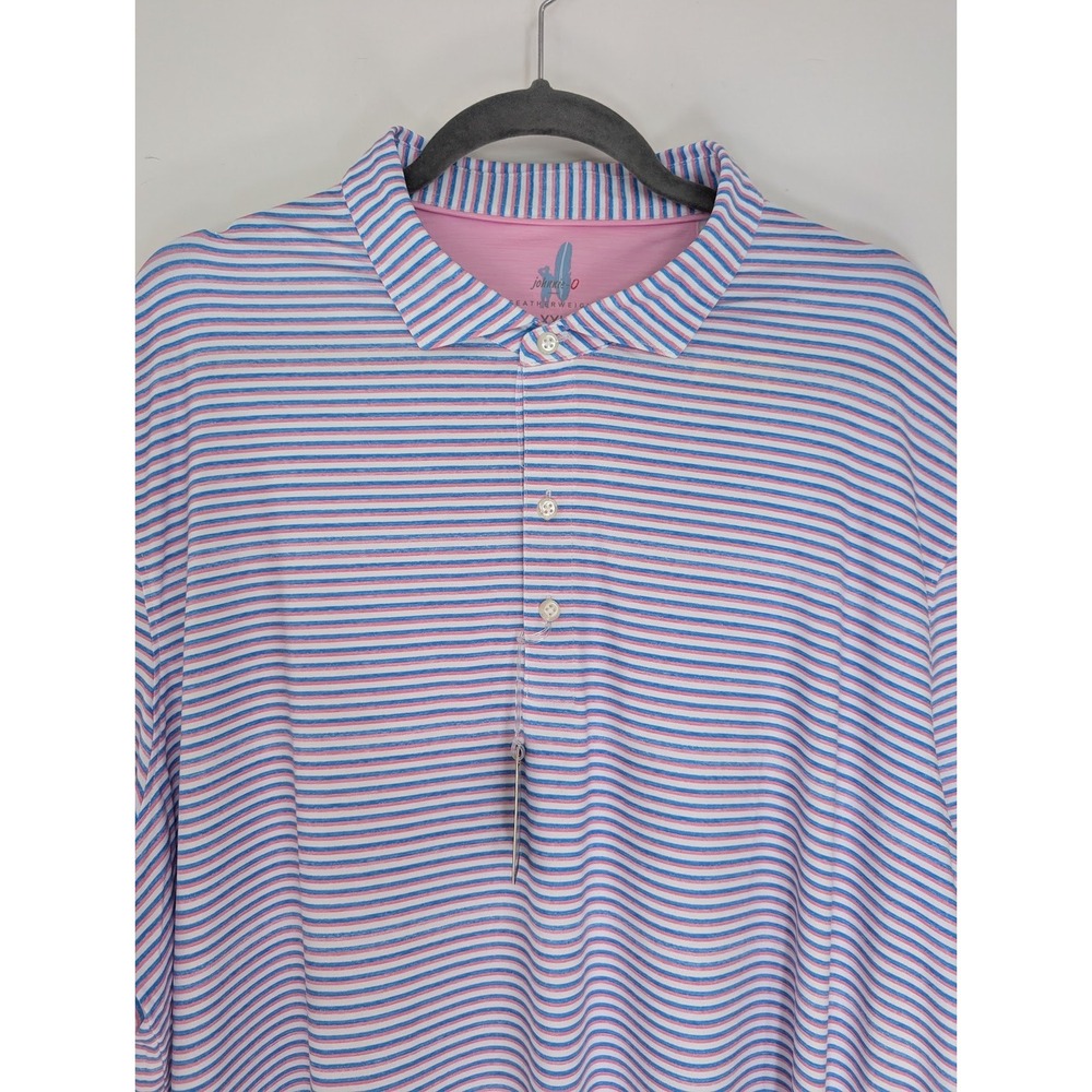 Johnnie-O Mens XXL Featherweight Warwick Golf Polo Shirt Porto Pink Striped New